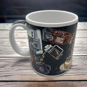 Starbucks Coffee Mug Cup Bean Brewed Espresso Gold Black
